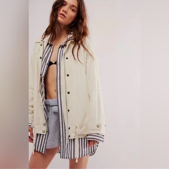NWOT Free People Lola Linen jacket in Plaster